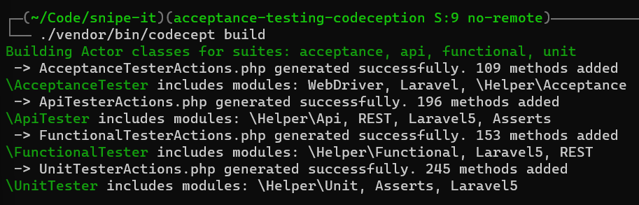 codcept build command to parse configuration Yaml files
