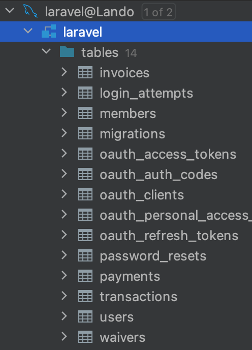 We can see our database from PhpStorm by connecting it to Lando’s MySQL service